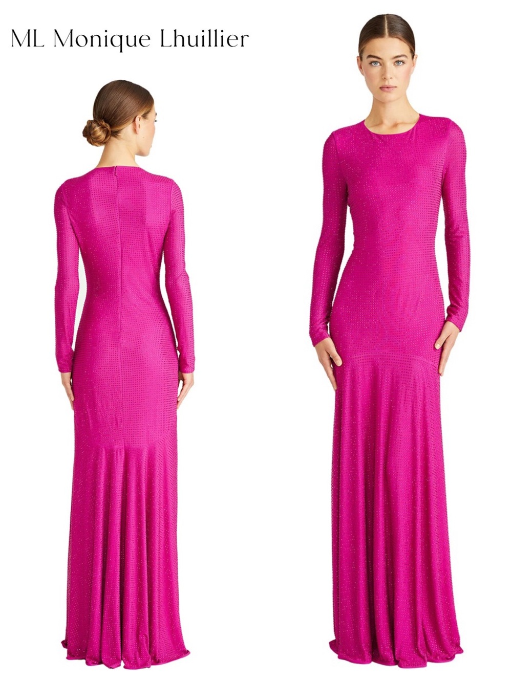ML Monique Lhuillier Diana Crystal Diamante Gown